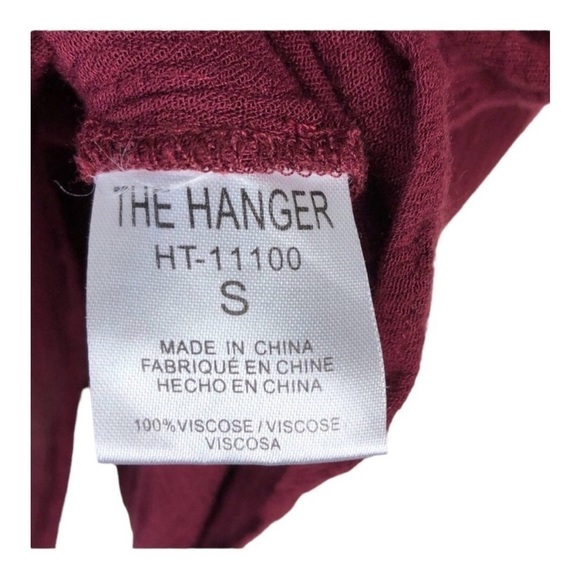 4/$45 THE HANGER Burgundy Maroon Short Sleeve Cropped Tie Up Top size Small - Picture 5 of 6